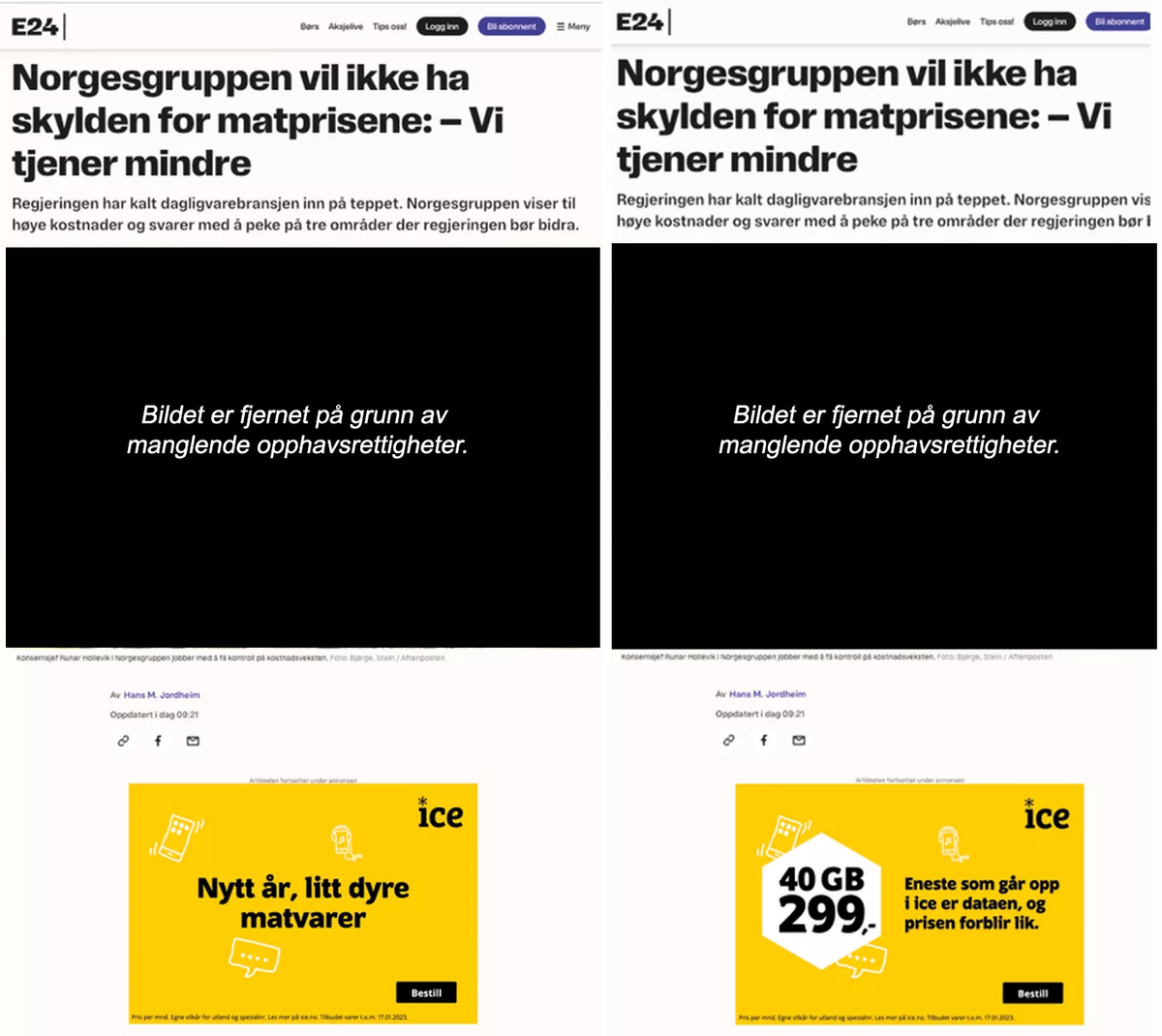Ice matvarepriser